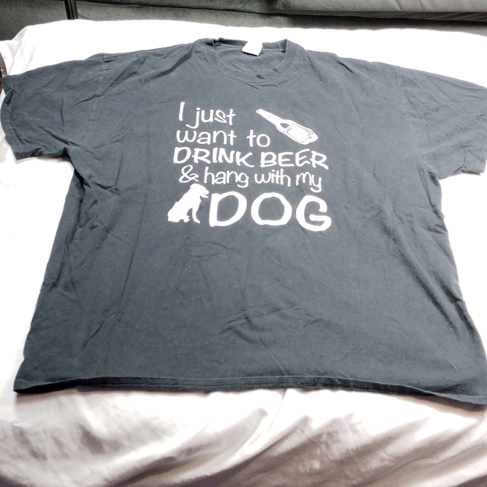 Drink Beer with dog men's 2X t shirt